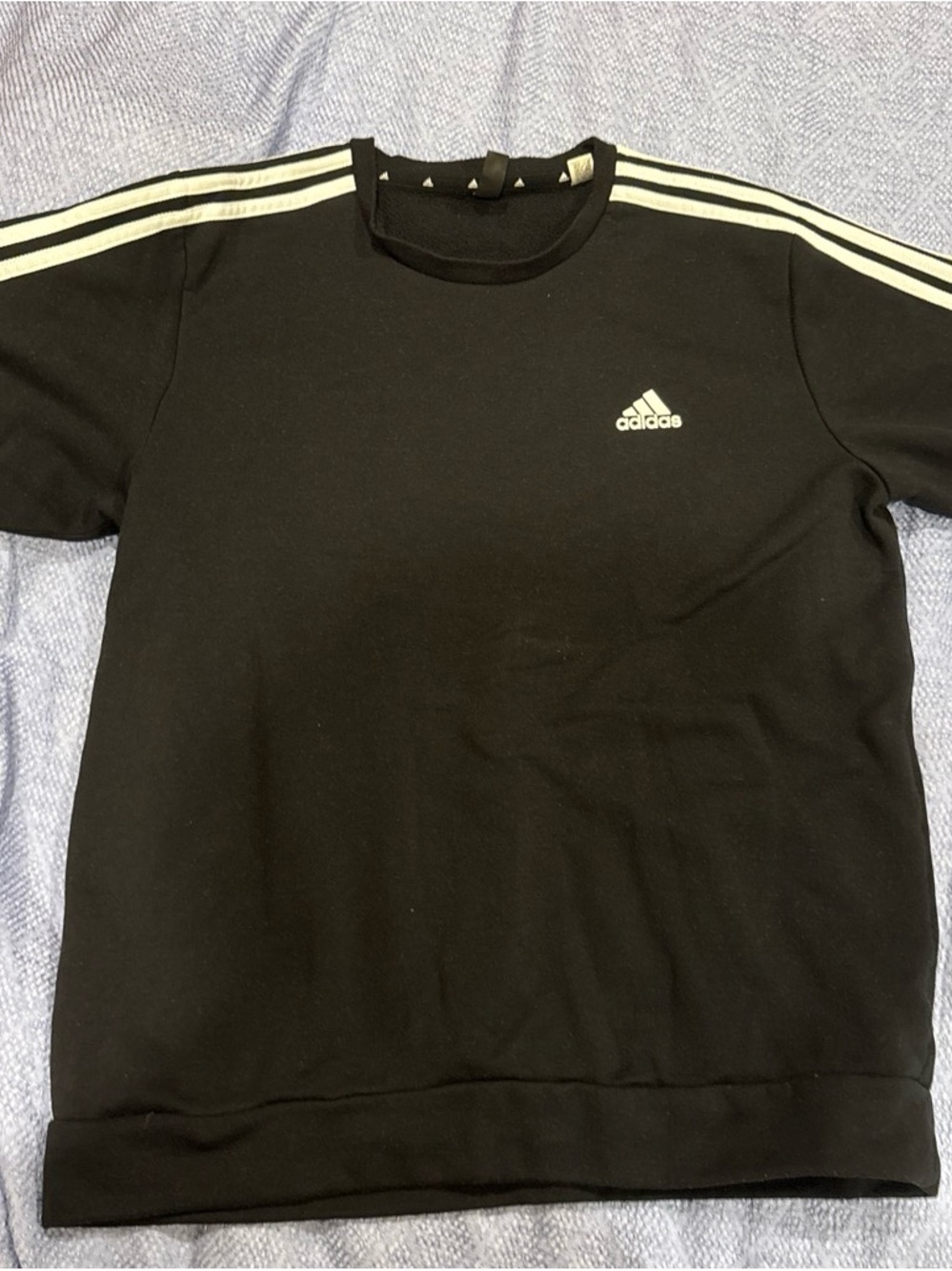adidas Black Crewneck Sweatshirt with White Shoulder Stripes